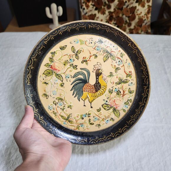 ISCO Hand Painted Rooster Plate Japan Paper Mache Alcohol Proof Vintage - Picture 4 of 7